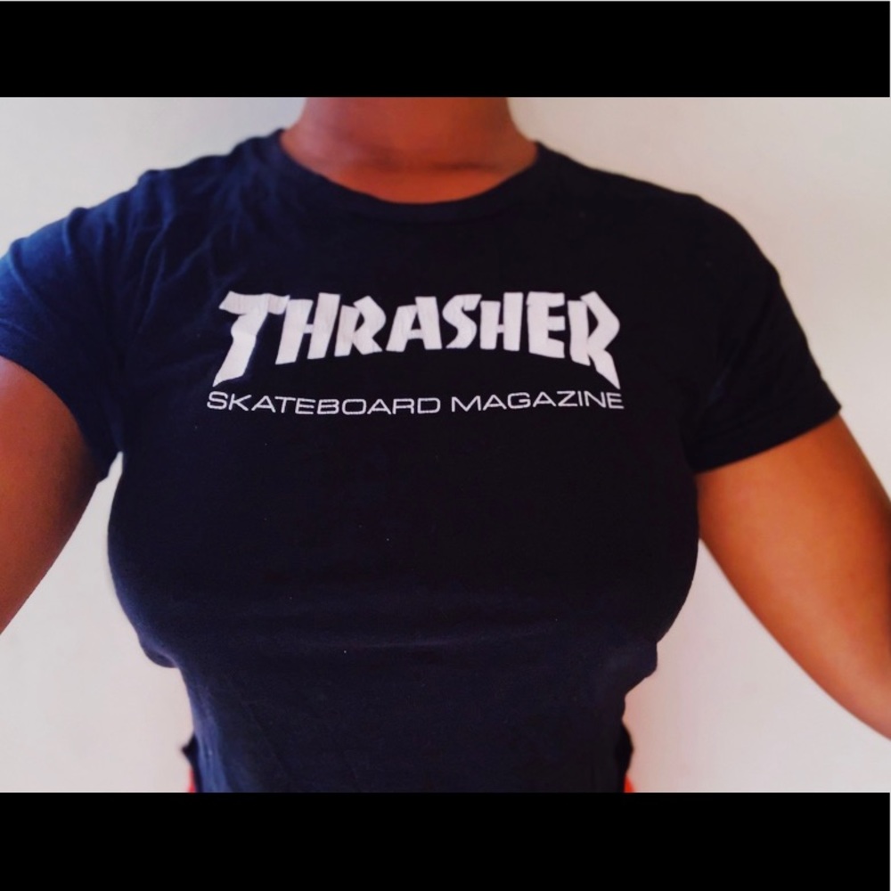 THRASHER CROPPED TEE #Thrifted Item ❗️